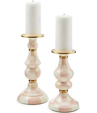MacKenzie-Childs Large Check Enamel Pillar Candlestick