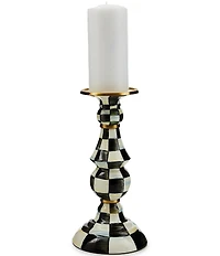 MacKenzie-Childs Large Check Enamel Pillar Candlestick