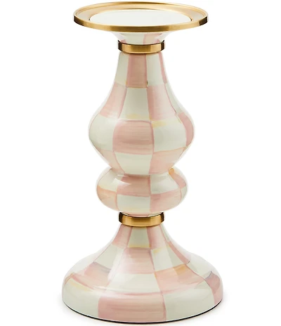 MacKenzie-Childs Medium Check Enamel Pillar Candlestick