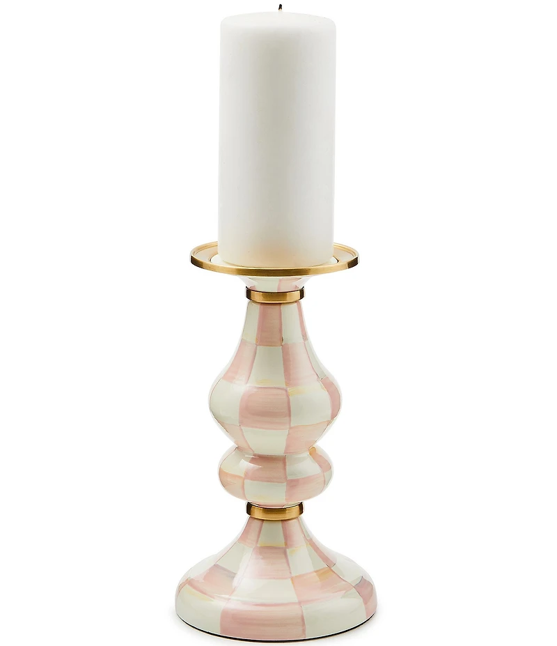 MacKenzie-Childs Medium Check Enamel Pillar Candlestick