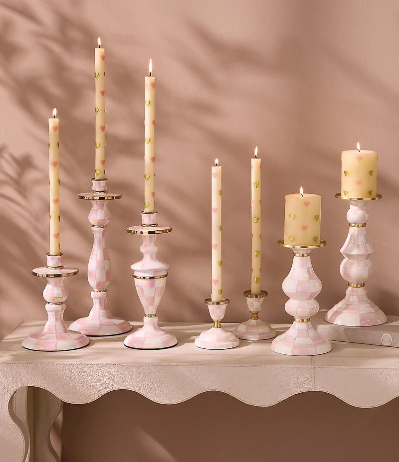MacKenzie-Childs Medium Check Enamel Pillar Candlestick