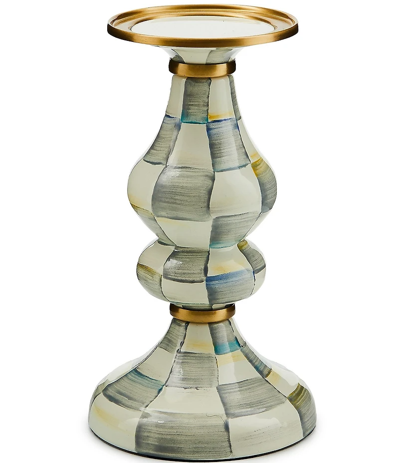 MacKenzie-Childs Medium Check Enamel Pillar Candlestick