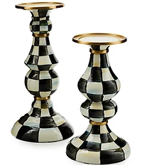 MacKenzie-Childs Medium Check Enamel Pillar Candlestick