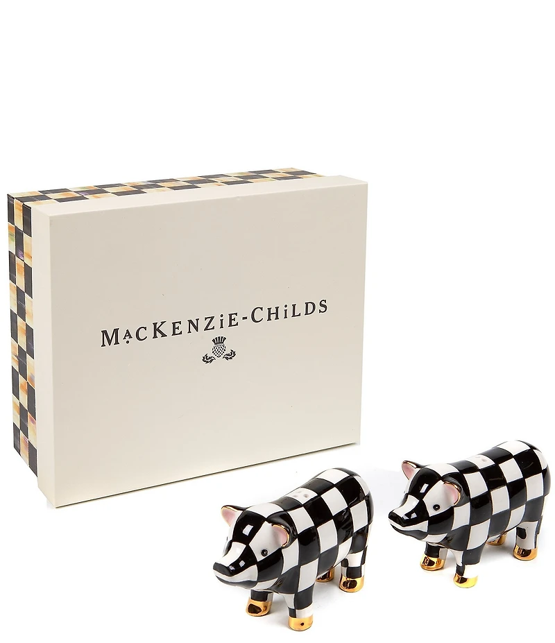 MacKenzie-Childs Courtly Check® Pig Salt & Pepper Set