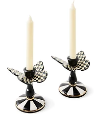 MacKenzie-Childs Courtly Check Tall Butterfly Candlesticks, Set of 2