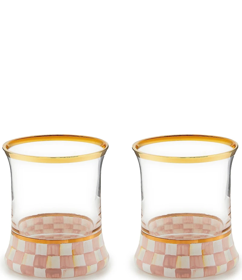 MacKenzie-Childs Check Double Old Fashion Glass, Set of 2