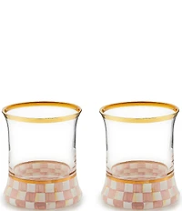 MacKenzie-Childs Check Double Old Fashion Glass, Set of 2