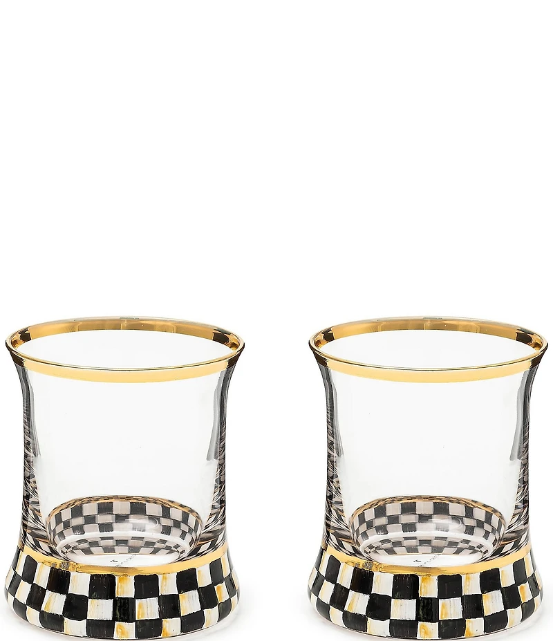 MacKenzie-Childs Check Double Old Fashion Glass, Set of 2