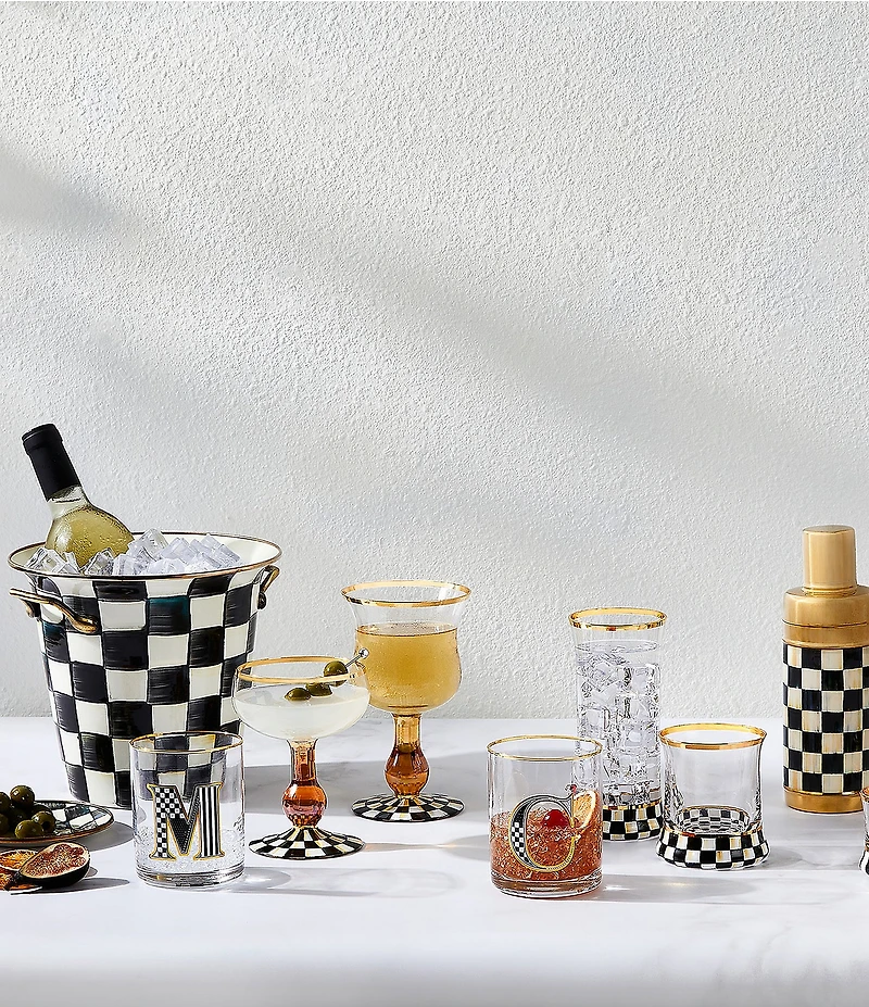 MacKenzie-Childs Check Double Old Fashion Glass, Set of 2