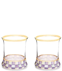 MacKenzie-Childs Check Double Old Fashion Novelty Glass, Set of 2