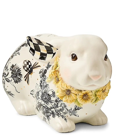 MacKenzie-Childs Easter Collection Bee Toile Short Rabbit Figurine