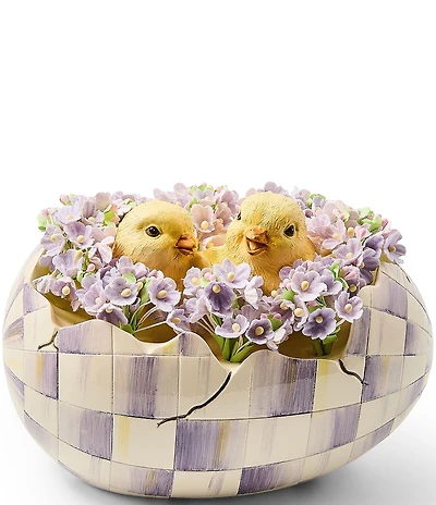 MacKenzie-Childs Easter Collection Check Bird Peekaboo Egg Figurine