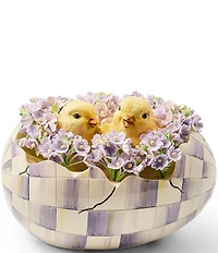 MacKenzie-Childs Easter Collection Check Bird Peekaboo Egg Figurine