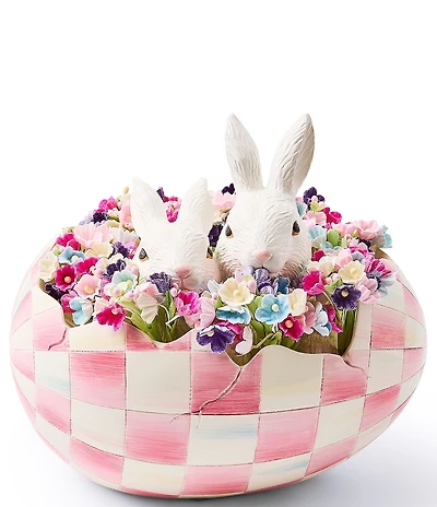 MacKenzie-Childs Easter Collection Check Peekaboo Bunny Egg Figurine