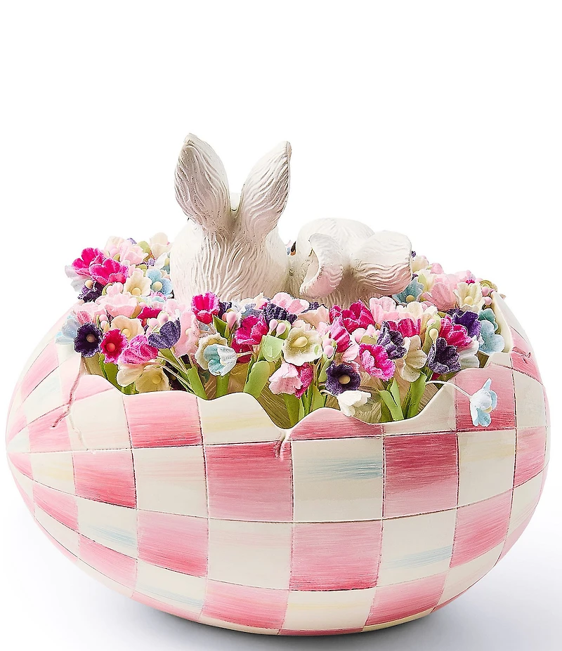 MacKenzie-Childs Easter Collection Check Peekaboo Bunny Egg Figurine