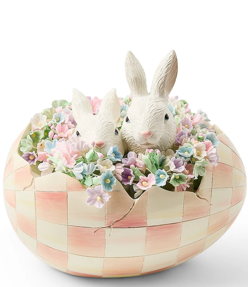 MacKenzie-Childs Easter Collection Check Peekaboo Bunny Egg Figurine