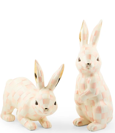 MacKenzie-Childs Easter Collection Check Trophy Bunnies Figurine Set
