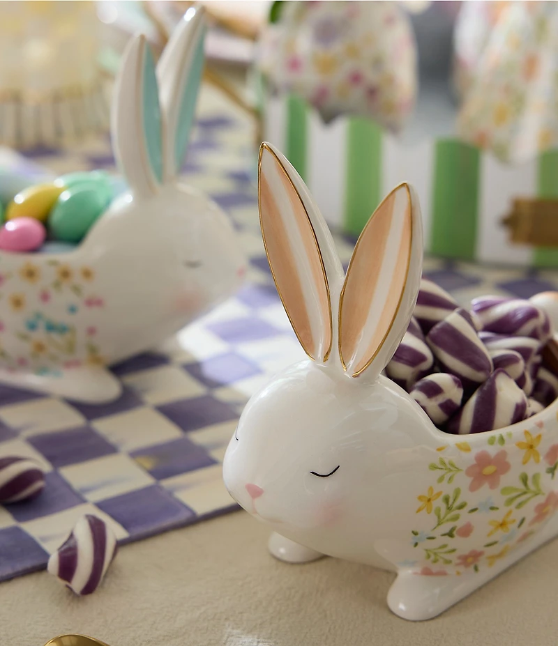 MacKenzie-Childs Easter Collection Posie Patch Ceramic Rabbit Candy Dishes, Set of 3