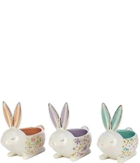 MacKenzie-Childs Easter Collection Posie Patch Ceramic Rabbit Candy Dishes, Set of 3