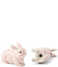 MacKenzie-Childs Easter Collection Rosy Check Bunny Salt & Pepper Set