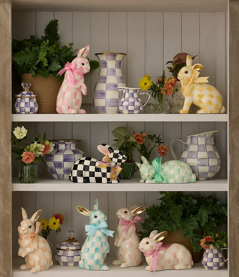 MacKenzie-Childs Easter Collection Check Resting Bunny Figurine