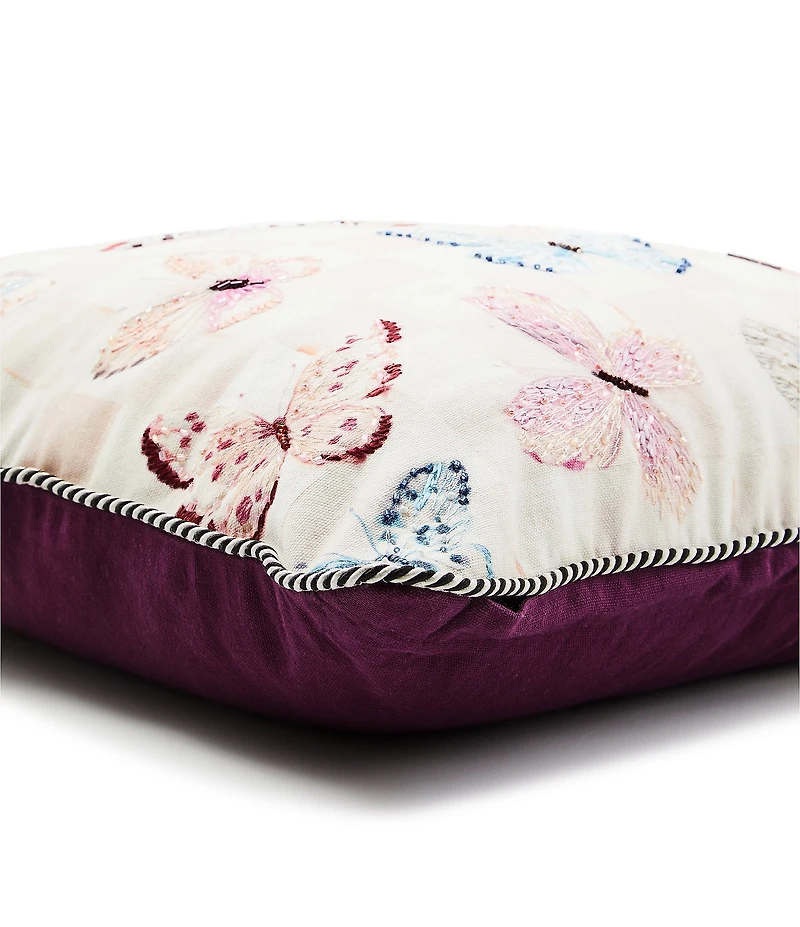 MacKenzie-Childs Eternity Butterfly Checked Decorative Square Pillow