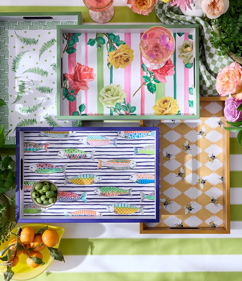 MacKenzie-Childs Garden Gala Wood Serving Tray with Handles