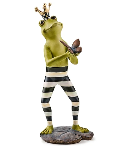 MacKenzie-Childs Garden Outdoor Collection Courtly Fergal the Frog with Butterfly Decorative Figurine