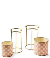 MacKenzie-Childs Garden/Outdoor Collection Rosy Check It Out Planters, Set of 2