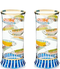 MacKenzie-Childs Go Fish Highball Glass, Set of 2