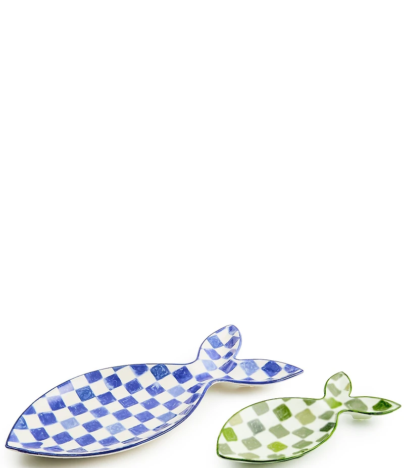 MacKenzie-Childs Go Fish Serving Platters, Set of 2