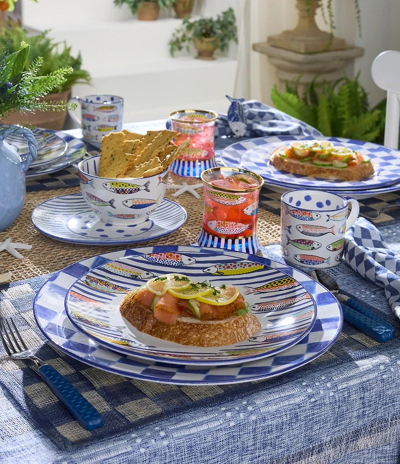 MacKenzie-Childs Go Fish Stoneware Dinner Plate