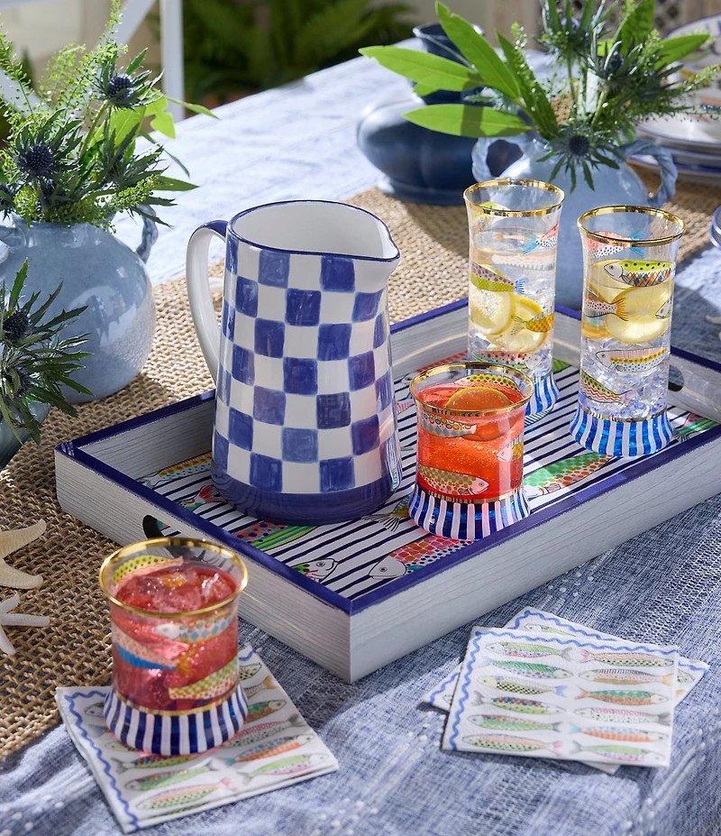 MacKenzie-Childs Go Fish Wood Serving Tray with Handles