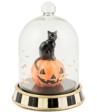 MacKenzie-Childs Halloween Black Cat Glass Cloche with Base