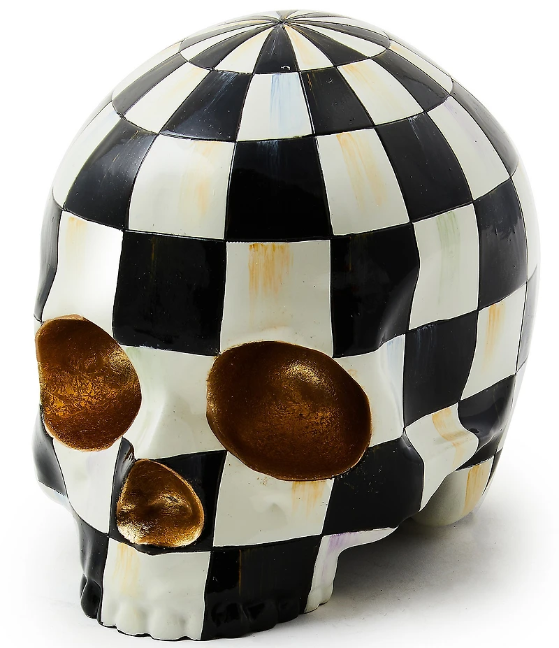 MacKenzie-Childs Halloween Collection Check Skull Decor