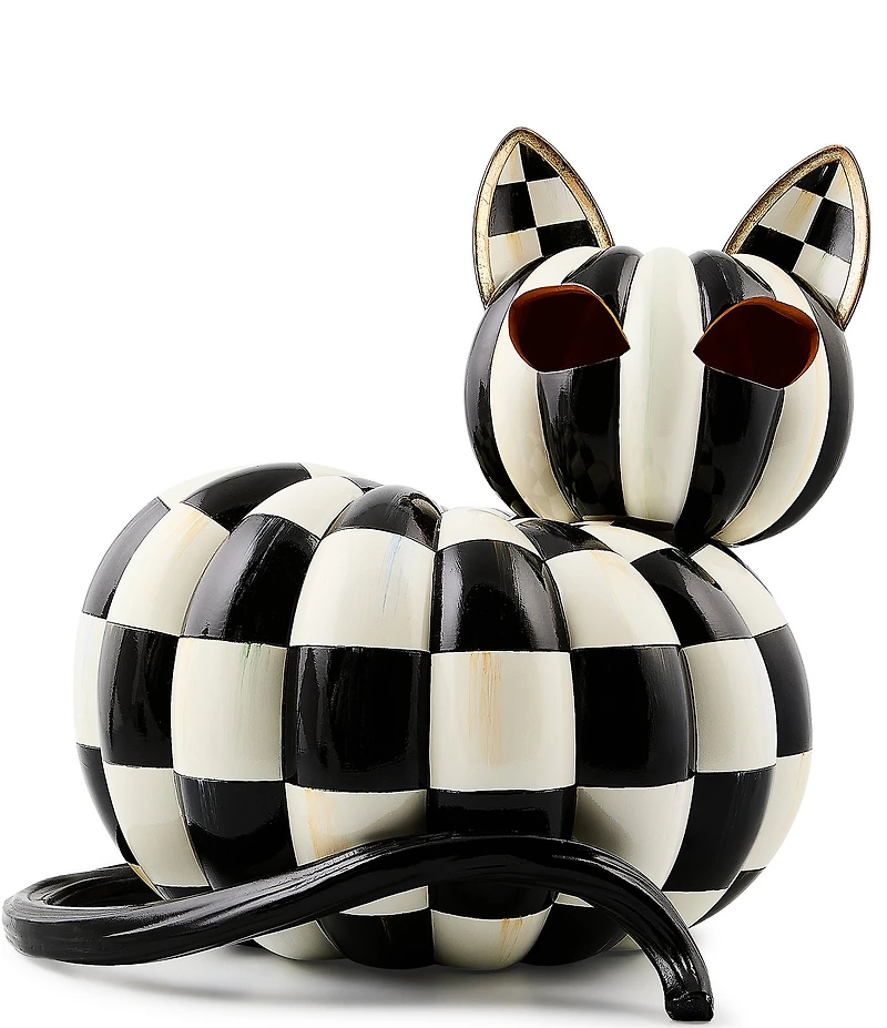 MacKenzie-Childs Halloween Collection Courtly Check Illuminated Cat Figurine