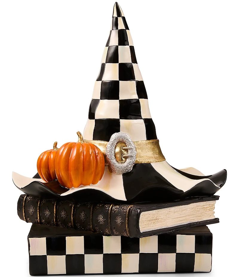 MacKenzie-Childs Halloween Collection Courtly Check® Witch Hat On Books Decor