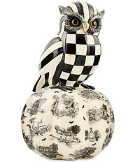 MacKenzie-Childs Halloween Collection Courtly Owl on Toile Patterned Pumpkin Decor