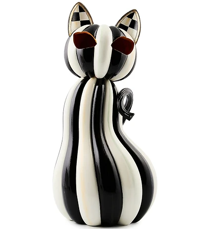 MacKenzie-Childs Halloween Collection Courtly Stripe Illuminated Cat Figurine