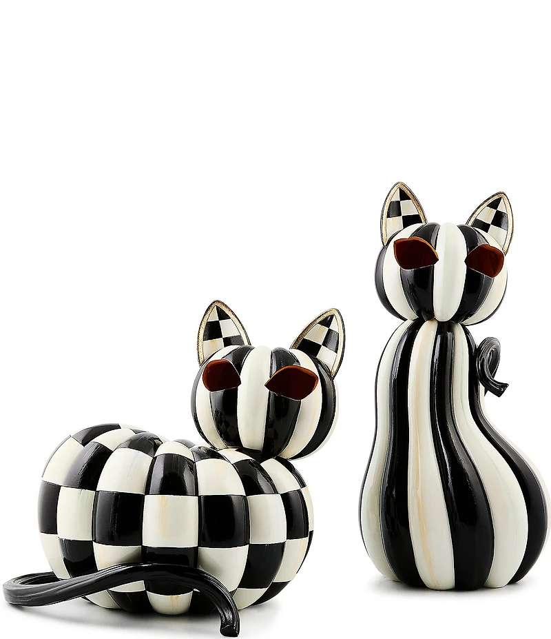 MacKenzie-Childs Halloween Collection Courtly Stripe Illuminated Cat Figurine
