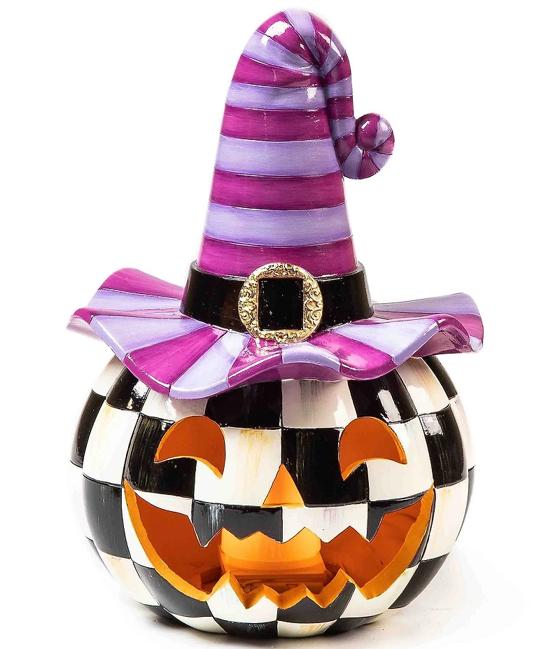 MacKenzie-Childs Illuminated Check Happy Jack Purple Hat Pumpkin