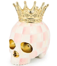 MacKenzie-Childs Halloween Collection Rosy Check Crowned Skull Decor