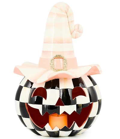 MacKenzie-Childs Halloween Collection Rosy Happy Jack Illuminated Pumpkin Decor