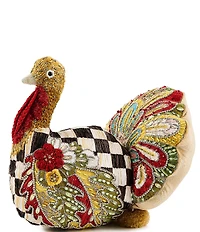 MacKenzie-Childs Harvest Collection Aurora Embellished Check Turkey Shaped Pillow
