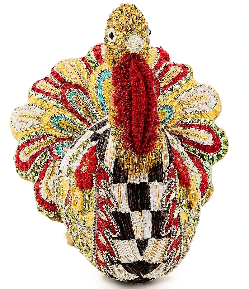 MacKenzie-Childs Harvest Collection Aurora Embellished Check Turkey Shaped Pillow