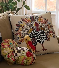 MacKenzie-Childs Harvest Collection Aurora Embellished Check Turkey Shaped Pillow