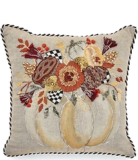 MacKenzie-Childs Harvest Collection Autumn Frost Beaded Pumpkin Throw Pillow