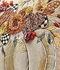 MacKenzie-Childs Harvest Collection Autumn Frost Beaded Pumpkin Throw Pillow
