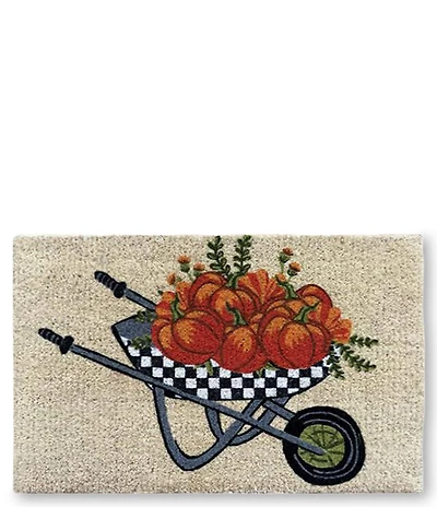 MacKenzie-Childs Harvest Autumn Wheelbarrow Check Coir Entrance Mat