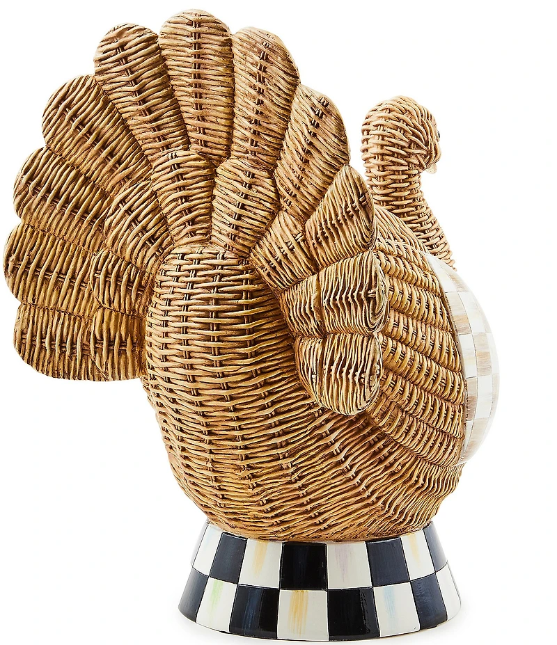MacKenzie-Childs Harvest Collection Autumnology Check Basketweave Turkey Figurine